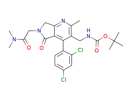 Molecular Structure of 915731-88-3 ([4-(2,4-Dichlorophenyl)-6-dimethylcarbamoylmethyl-2-methyl-5-oxo-6,7-dihydro-5H-pyrrolo[3,4-b]pyridin-3-ylmethyl]carbamic acid tert-butyl ester)