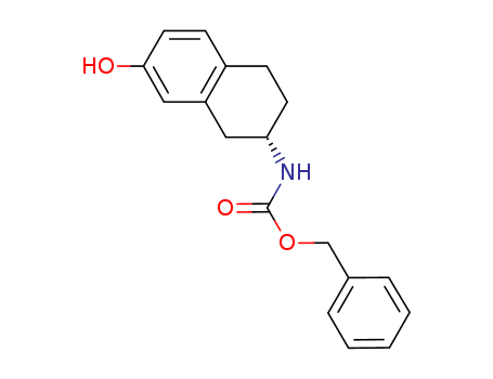 Molecular Structure of 194785-39-2 (Carbamic acid, [(2S)-1,2,3,4-tetrahydro-7-hydroxy-2-naphthalenyl]-,
phenylmethyl ester)