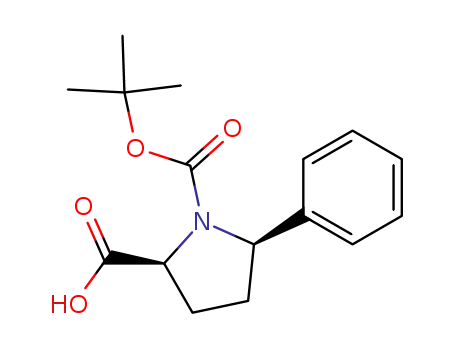 Molecular Structure of 221352-49-4 ((2S,5R)-BOC-5-PHENYL-PYRROLIDINE-2-CARBOXYLIC ACID)