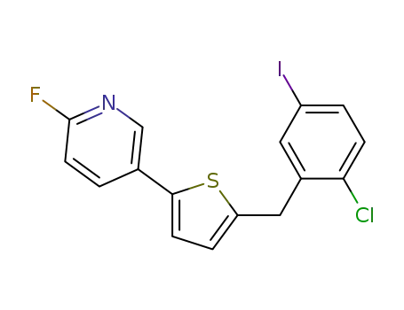 Molecular Structure of 1131770-46-1 (2-(2-Chloro-5-iodine benzyl)-5-(3-(6-fluoro-pyridyl)) thiophene)