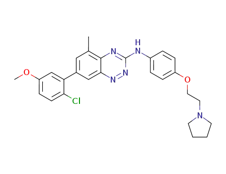 Molecular Structure of 867331-63-3 (1,2,4-Benzotriazin-3-aMine, 7-(2-chloro-5-Methoxyphenyl)-5-Methyl-N-[4-[2-(1-pyrrolidinyl)ethoxy]phenyl]-)