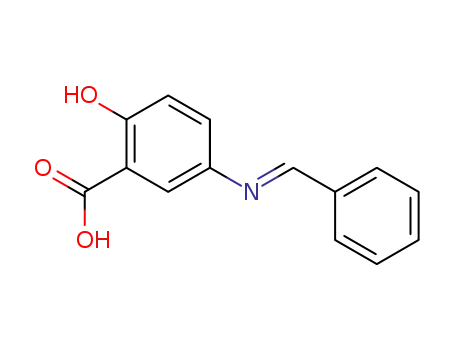 Molecular Structure of 122228-37-9 (Benzoic acid, 2-hydroxy-5-[(phenylmethylene)amino]-)