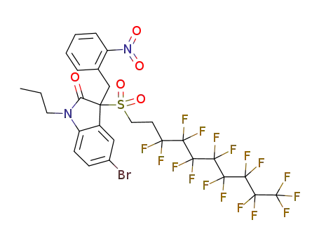 Molecular Structure of 1007402-19-8 (5-bromo-3-(3,3,4,4,5,5,6,6,7,7,8,8,9,9,10,10,10-heptadecafluorodecane-1-sulfonyl)-3-(2-nitrobenzyl)-1-propyl-1,3-dihydroindol-2-one)