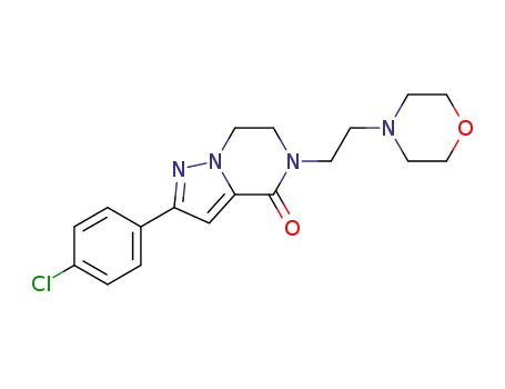 Molecular Structure of 1310071-12-5 (2-(4-chlorophenyl)-5-(2-morpholinoethyl)-6,7-dihydropyrazolo[1,5-a]pyrazin-4(5H)-one)