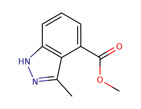 Molecular Structure of 1246306-88-6 (1H-Indazole-4-carboxylic acid, 3-methyl-, methyl ester)