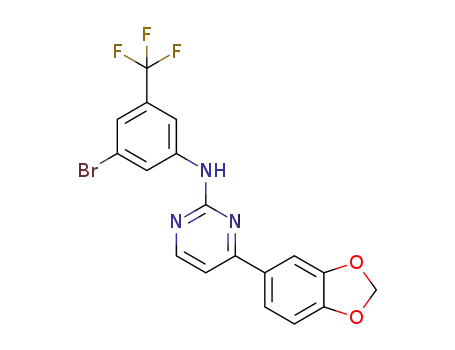 4-(benzo[d][1,3]dioxol-5-yl)-N-(3-bromo-5-(trifluoromethyl)phenyl)pyrimidin-2-amine