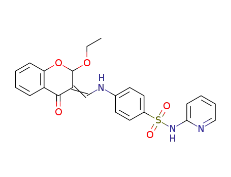 Molecular Structure of 1449215-88-6 (4-{[(2-ethoxy-4-oxo-2H-chromen-3(4H)ylidene)methyl]amino}-N-(pyridin-2-yl)benzenesulfonamide)