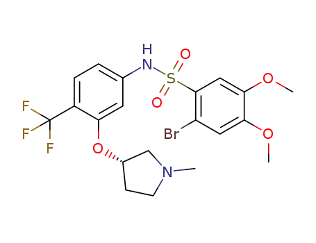 Molecular Structure of 733734-61-7 (Benzenesulfonamide, 2-bromo-4,5-dimethoxy-N-[3-[[(3R)-1-methyl-3-pyrrolidinyl]oxy]-4-(trifluoromethyl)phenyl]-)