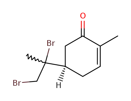 Molecular Structure of 59664-60-7 (2-Cyclohexen-1-one, 5-(1,2-dibromo-1-methylethyl)-2-methyl-)