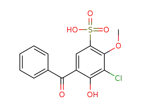 Molecular Structure of 1631050-95-7 (5-benzoyl-3-chloro-4-hydroxy-2-methoxybenzenesulfonic acid)