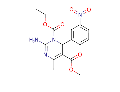 Molecular Structure of 111199-70-3 (1,5(6H)-Pyrimidinedicarboxylic acid,
2-amino-4-methyl-6-(3-nitrophenyl)-, diethyl ester)