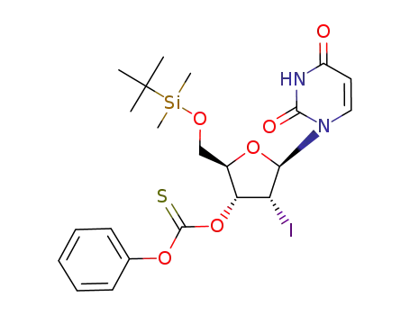 Thiocarbonic acid O-[(2R,3R,4R,5R)-2-(tert-butyl-dimethyl-silanyloxymethyl)-5-(2,4-dioxo-3,4-dihydro-2H-pyrimidin-1-yl)-4-iodo-tetrahydro-furan-3-yl] ester O-phenyl ester
