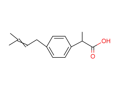 Molecular Structure of 73318-89-5 (Benzeneacetic acid, -alpha--methyl-4-(3-methyl-2-butenyl)- (9CI))