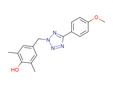 104186-18-7,4-((5-(4-Methoxyphenyl)-2H-tetrazol-2-yl)methyl)-2,6-dimethylphenol,4-((5-(4-Methoxyphenyl)-2H-tetrazol-2-yl)methyl)-2,6-dimethylphenol