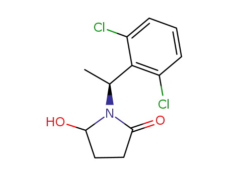 Molecular Structure of 126017-80-9 (1-[(S)-1-(2,6-Dichloro-phenyl)-ethyl]-5-hydroxy-pyrrolidin-2-one)