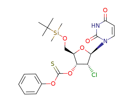 Thiocarbonic acid O-[(2R,3R,4R,5R)-2-(tert-butyl-dimethyl-silanyloxymethyl)-4-chloro-5-(2,4-dioxo-3,4-dihydro-2H-pyrimidin-1-yl)-tetrahydro-furan-3-yl] ester O-phenyl ester