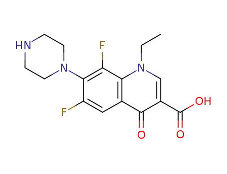 Molecular Structure of 99726-76-8 (1-Ethyl-4-oxo-6,8-difluoro-7-piperazino-1,4-dihydroquinoline-3-carboxylic acid)