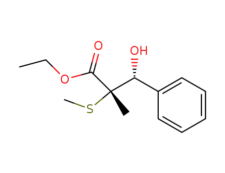 Molecular Structure of 212136-31-7 (ethyl (2S,3R)-3-hydroxy-2-methyl-2-(methylthio)-3-phenylpropanoate)