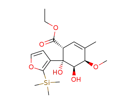 Molecular Structure of 173396-52-6 (ethyl (1R,2S,3R,4R)-2,3-dihydroxy-4-methoxy-5-methyl-2-(2-trimethylsilyl-3-furyl)cyclohex-5-ene-1-carboxylate)