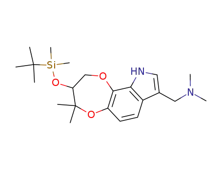 Molecular Structure of 172226-24-3 ((+/-)-3-<<(1,1-dimethylethyl)dimethylsilyl>oxy>-4,4-dimethyl-8-<(N,N-dimethylamino)methyl>-3,4-dihydro-2H,10H-<1,4>dioxepino<2,3-g>indole)