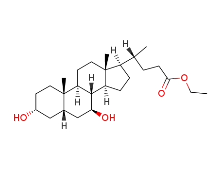 Molecular Structure of 69519-36-4 (ethyl 3α,7β-dihydroxy-5β-cholan-24-oate)