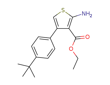 Molecular Structure of 307511-84-8 (3-THIOPHENECARBOXYLIC ACID, 2-AMINO-4-[4-(1,1-DIMETHYLETHYL)PHENYL]-, ETHYL ESTER)