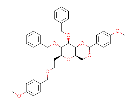 Molecular Structure of 199792-20-6 ((4aR,6S,7S,8R,8aR)-7,8-Bis-benzyloxy-6-[2-(4-methoxy-benzyloxy)-ethyl]-2-(4-methoxy-phenyl)-hexahydro-pyrano[3,2-d][1,3]dioxine)