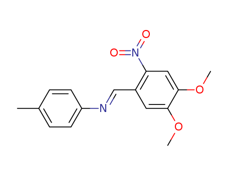 Molecular Structure of 18505-71-0 (Benzenamine, N-[(4,5-dimethoxy-2-nitrophenyl)methylene]-4-methyl-)