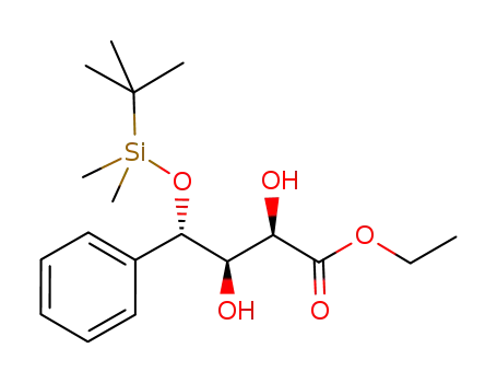 Molecular Structure of 220384-85-0 (ethyl (2R,3R,4S)-4-(t-butyldimethylsilyloxy)-2,3-dihydroxy-4-phenylbutanoate)