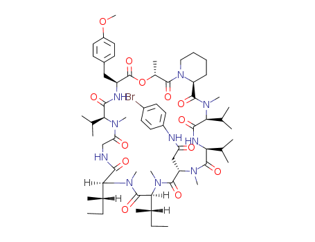129816-93-9,N-(4-bromophenyl)-2-[(3R,6S,9S,15S,18S,21R,24S,27S,30S)-9,24,27-triisopropyl-6-[(4-methoxyphenyl)methyl]-3,10,16,19,22,28-hexamethyl-2,5,8,11,14,17,20,23,26,29-decaoxo-15,18-disec-butyl-4-oxa-1,7,10,13,16,19,22,25,28-nonazabicyclo[28.4.0]tetratriacontan-2,Pyrido[1,2-d][1,4,7,10,13,16,19,22,25,28]oxanonaazacyclotriacontine,cyclic peptide deriv.