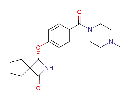 Molecular Structure of 181481-54-9 ((S)-3,3-diethyl-4-(4-(4-methylpiperazine-1-carbonyl)phenoxy)azetidin-2-one)