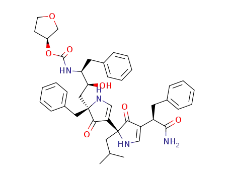 Molecular Structure of 173240-66-9 ([(3S)-oxolan-3-yl] N-[(2S,3S)-4-[(2S)-2-benzyl-4-[(2S)-4-[(1R)-1-carba moyl-2-phenyl-ethyl]-2-(2-methylpropyl)-3-oxo-1H-pyrrol-2-yl]-3-oxo-1H -pyrrol-2-yl]-3-hydroxy-1-phenyl-butan-2-yl]carbamate)