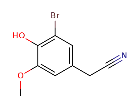 Molecular Structure of 81038-44-0 (3-BROMO-4-HYDROXY-5-METHOXYPHENYLACETONITRILE)