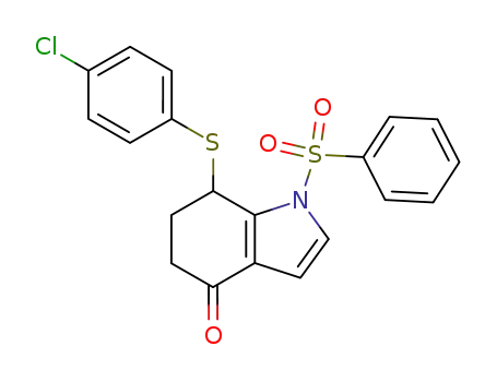 Molecular Structure of 157396-11-7 (7-(4-chlorophenylthio)-6,7-dihydro-1-(phenylsulfonyl)-1H-indol-4(5H)-one)