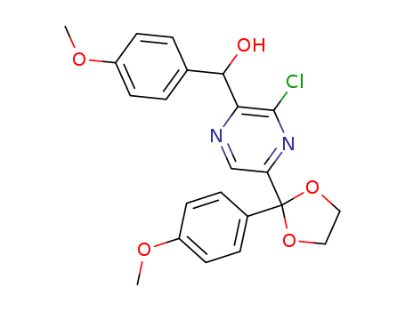 Pyrazinemethanol,  3-chloro-a-(4-methoxyphenyl)-5-[2-(4-methoxyphenyl)-1,3-dioxolan-2-yl]  -