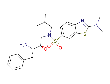 Molecular Structure of 660410-38-8 (2-Dimethylamino-benzothiazole-6-sulfonic acid ((2R,3S)-3-amino-2-hydroxy-4-phenyl-butyl)-isobutyl-amide)