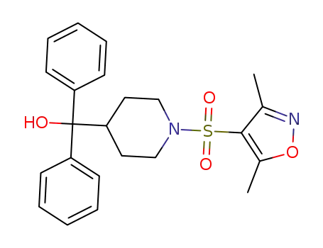Molecular Structure of 1164112-38-2 ((1-(3,5-dimethyl-2,3-dihydro-isoxazole-4-sulfonyl)-piperidin-4-yl)-diphenyl-methanol)