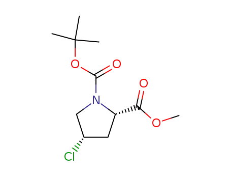 Molecular Structure of 169032-99-9 ((2S,4S)-1-tert-butyl 2-methyl 4-chloropyrrolidine-1,2-dicarboxylate)