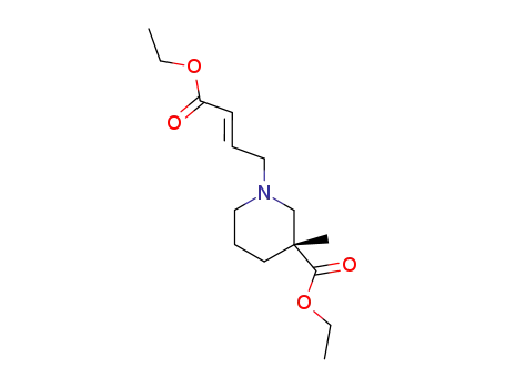 Molecular Structure of 440370-39-8 (3-Piperidinecarboxylic acid,
1-[(2E)-4-ethoxy-4-oxo-2-butenyl]-3-methyl-, ethyl ester, (3R)-)