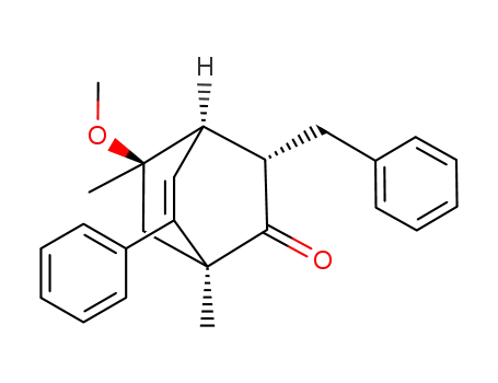 Molecular Structure of 791854-75-6 (Bicyclo[2.2.2]oct-5-enone,
8-methoxy-1,8-dimethyl-6-phenyl-3-(phenylmethyl)-, (1S,3S,4R,8R)-)