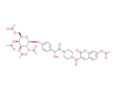 acetic acid 4,5-diacetoxy-2-acetoxymethyl-6-(4-{2-[4-(7-acetoxy-2-oxo-2H-chromene-3-carbonyl)piperazin-1-yl]-1-hydroxy-2-oxoethyl}phenoxy)tetrahydropyran-3-yl ester