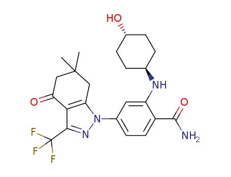 SNX-2112(PF-04928473);4-(6,6-dimethyl-4-oxo-3-(trifluoromethyl)-4,5,6,7-tetrahydroindazol-1-yl)-2-((1r,4r)-4-hydroxycyclohexylamino)benzamide