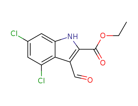 Molecular Structure of 153435-96-2 (ETHYL 4,6-DICHLORO-3-FORMYL-1H-INDOLE-2-CARBOXYLATE)