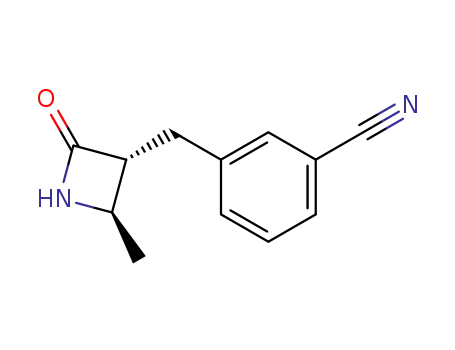 Molecular Structure of 815578-28-0 (Benzonitrile, 3-[[(2R,3R)-2-methyl-4-oxo-3-azetidinyl]methyl]- (9CI))