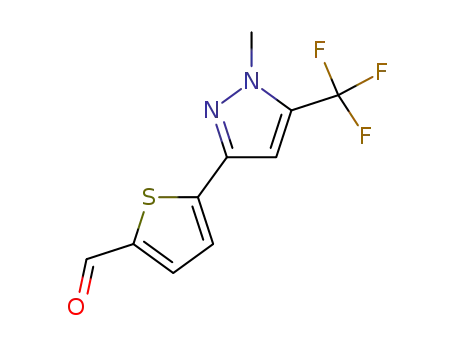 Molecular Structure of 175202-93-4 (2-[1-METHYL-5-(TRIFLUOROMETHYL)PYRAZOL-3-YL]-THIOPHENE-5-CARBOXALDEHYDE)