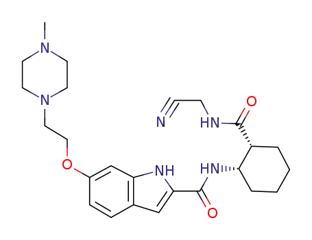 Molecular Structure of 541522-01-4 (1H-Indole-2-carboxamide,
N-[(1S,2R)-2-[[(cyanomethyl)amino]carbonyl]cyclohexyl]-6-[2-(4-methyl-
1-piperazinyl)ethoxy]-)