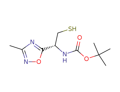 Molecular Structure of 173152-66-4 (Carbamic acid,
[(1R)-2-mercapto-1-(3-methyl-1,2,4-oxadiazol-5-yl)ethyl]-,
1,1-dimethylethyl ester)