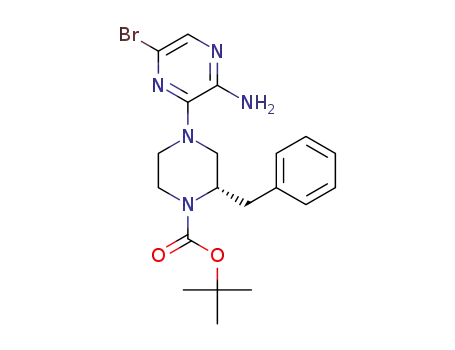 Molecular Structure of 956006-04-5 (2-amino-5-bromo-3-[(S)-4-Boc-3-benzylpiperazinyl]pyrazine)