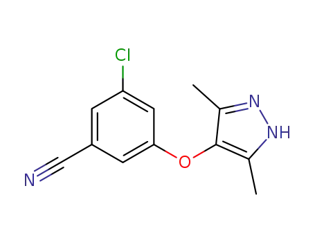Molecular Structure of 473920-64-8 (Benzonitrile, 3-chloro-5-[(3,5-dimethyl-1H-pyrazol-4-yl)oxy]-)