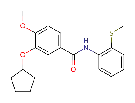 Molecular Structure of 144035-58-5 (Benzamide, 3-(cyclopentyloxy)-4-methoxy-N-[2-(methylthio)phenyl]-)